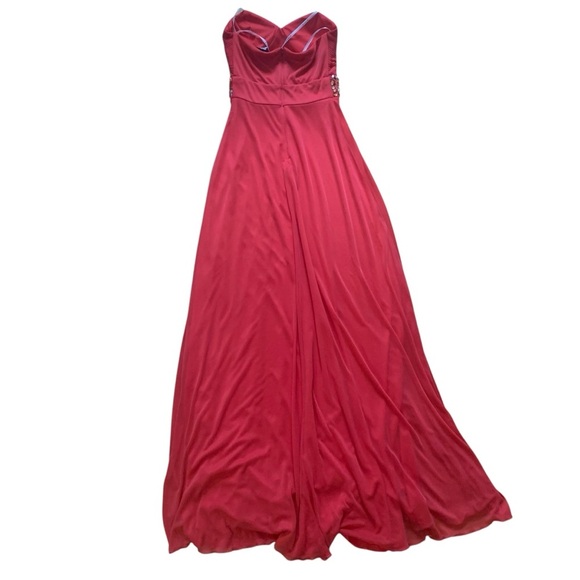 B Darlin Pink Strapless Prom Dress Gown Womens Size 1/2 Bejeweled Beaded Design - Picture 2 of 6